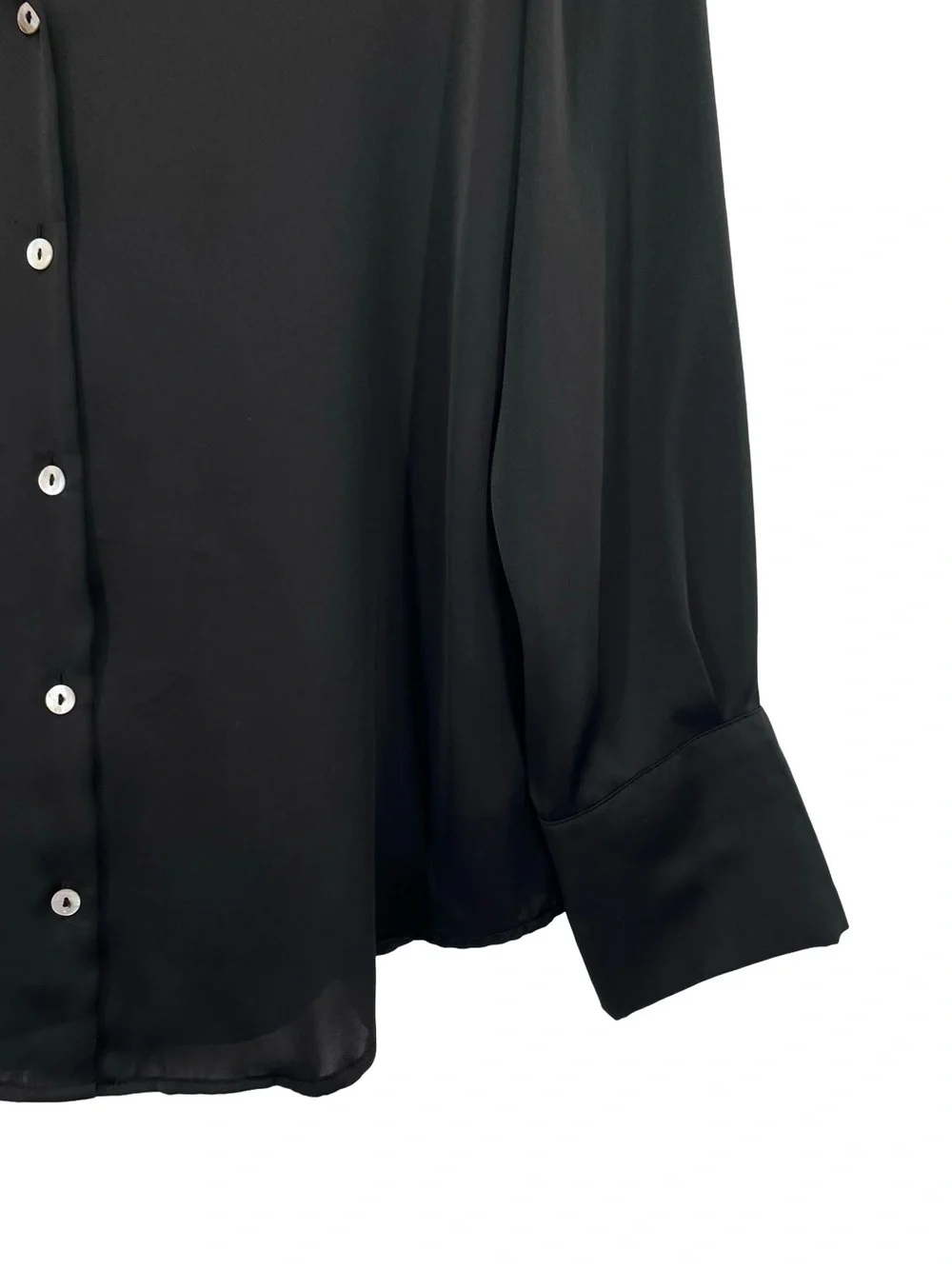 Zara Black Satin Button Down V Neck Blouse Size Medium - Picture 4 of 9